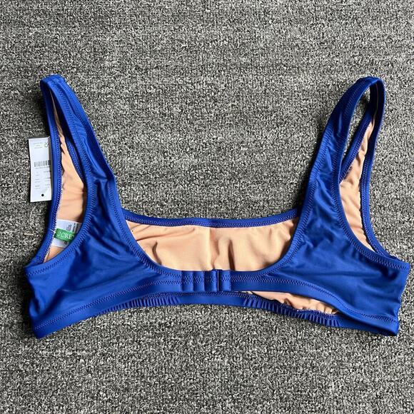 J. Crew Blue Heritage Scoop Neck Bikini Top NWT Size L - Picture 4 of 7